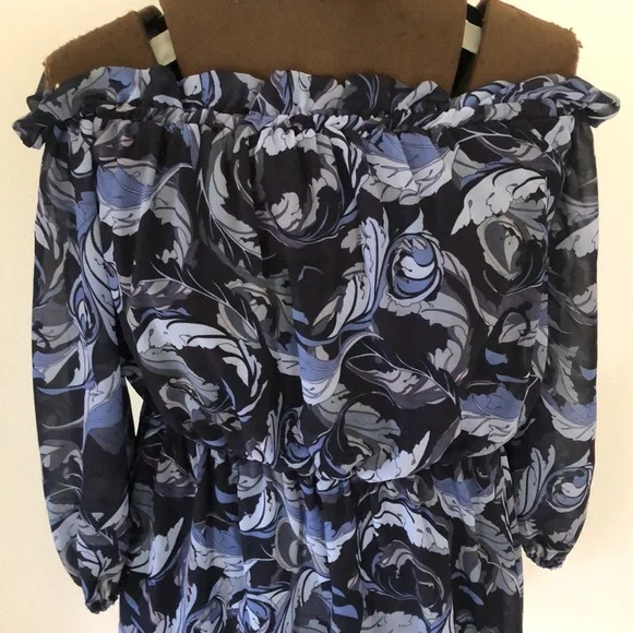 Kookai size 36 off the shoulder strapless jardin navy dress - Picture 3 of 7